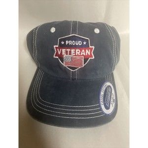 Lowe's Veteran Men's Gray/Blue Cotton American Flag Casual Adjustable Cap Hat